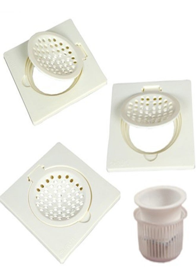 شروتي شبكة تصريف مياه الأمطار من مادة PVC من SHRUTI مقاس 6 بوصات × 6 بوصات، شبكة تصريف مياه الأمطار، فتحة تصريف المياه، شبكة أرضية مع مجموعة أكواب فلتر - عاجي (1271، 1273، 1274) - Image 1